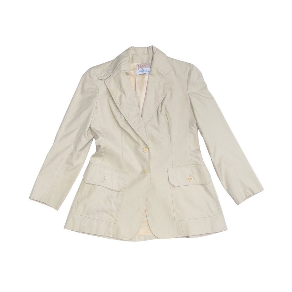 Vintage Evan Picone Saks Fifth Avenue Blazer Size 8 Career Office Beige Twill
